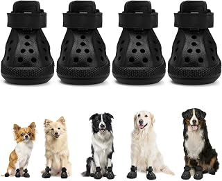 Nasjac Dog Shoes for Hot Pavement - Breathable Dog Sandals with Non Slip Soles & Reflective Straps, Easy ON & Off, Easy-Clean Summer Outdoor Pet Boots for Small Medium Large Dogs, Black, 5