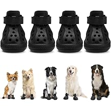 Lukovee Dog Shoes for Hot Pavement, Breathable Non Slip Dog Sandals | Easy ON & Off, with Reflective Stripes, Easy-Clean Summer Outdoor Pet Boots for Small Medium Large Dogs Black, Size 4