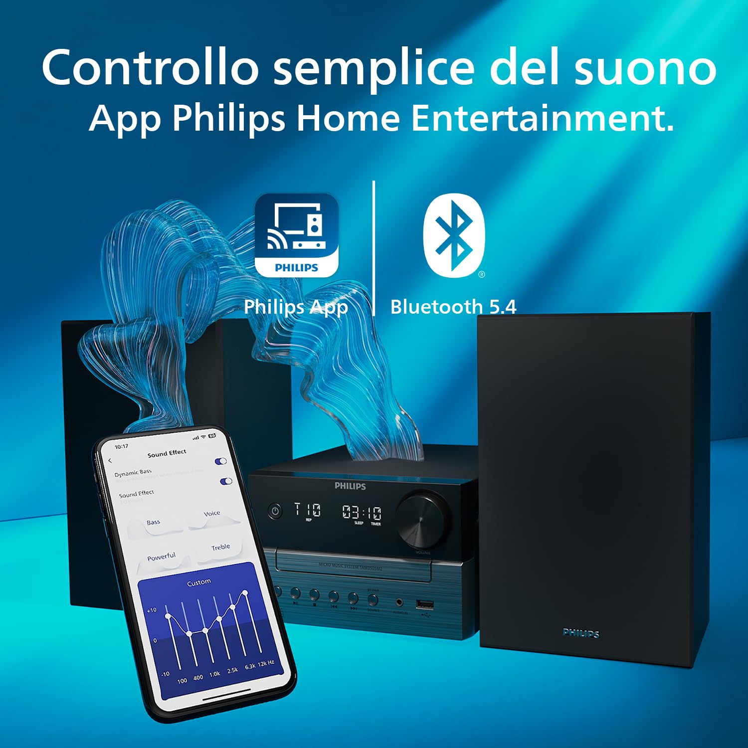 Philips TAM3505M2 Sistema Micro Hifi, con Bluetooth, lettore CD, USB, Radio FM e DAB Auracast, 85% materiale PCR, 2025, 20W / DAB