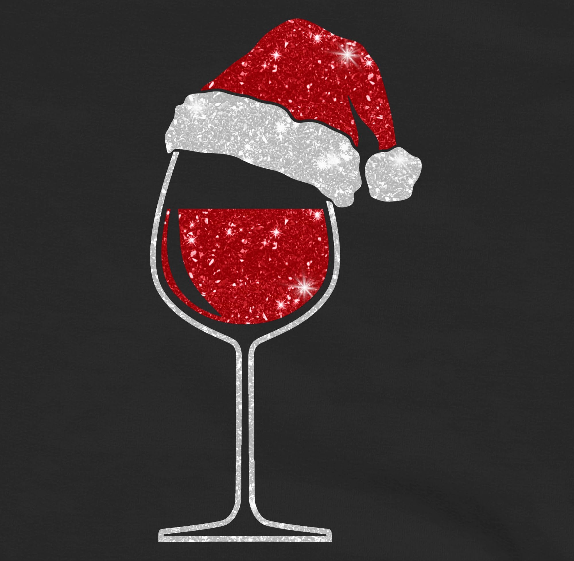 Pullover Damen Hoodie Frauen - Weinglas mit Weihnachtsmütze I Weihnachtsmotiv Wein I Geschenk Weinliebhaber Weihnachten - M - Schwarz - Weihnachtspullover weihnachtspullis Christmas Xmas Hoody