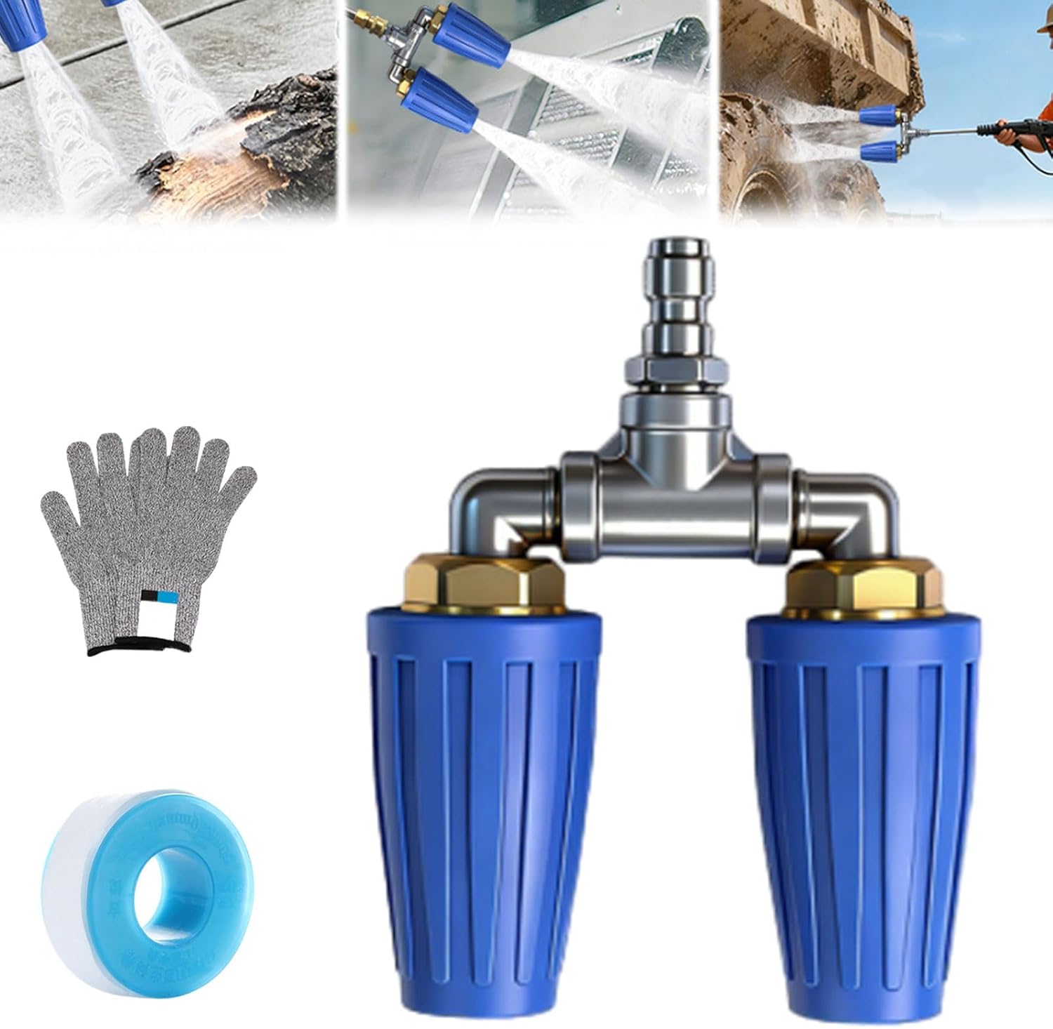 Triple Turbo Nozzle Pressure Washer, 3-in-1 360° Rotating Pressure Washer Nozzle with 1/4" Quick Connect, 4-6 GPM, 4000 PSI Max Turbo Tip for Power Washer Wand (Triple Turbo Nozzle)