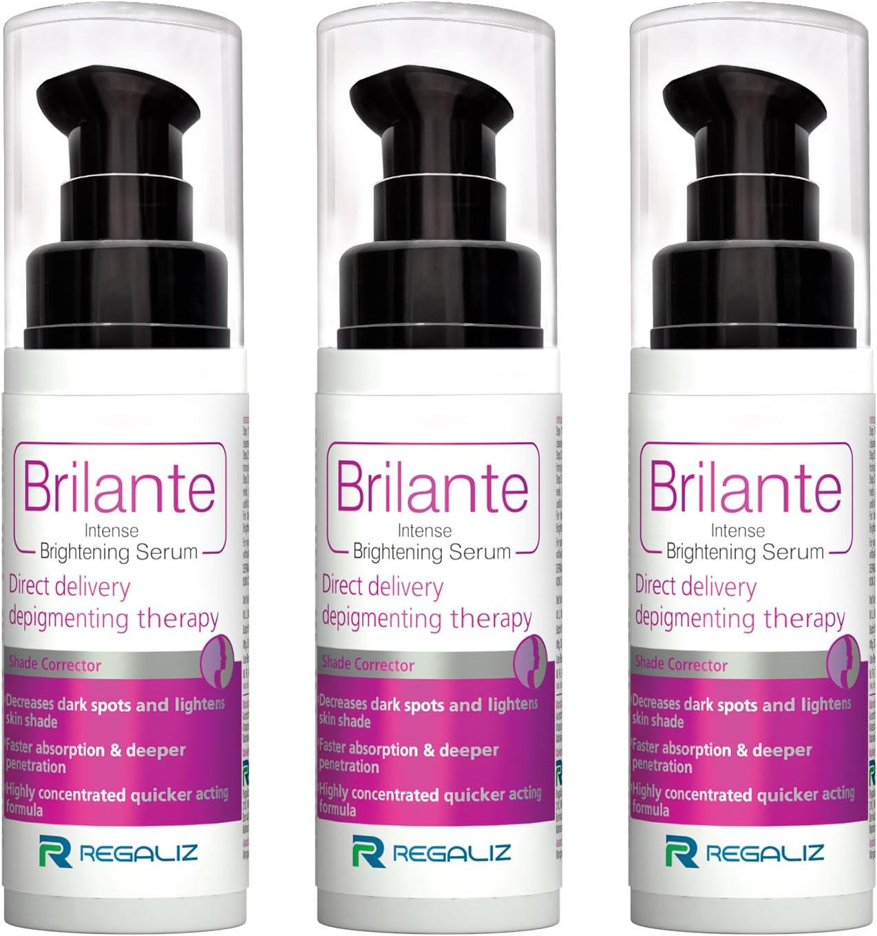 Brilante Intense Brightening Serum | Advanced Dark Spot & Hyperpigmentation Treatment | Evens Skin Tone, Reduces Acne Scars | 30ml -Pack of 3