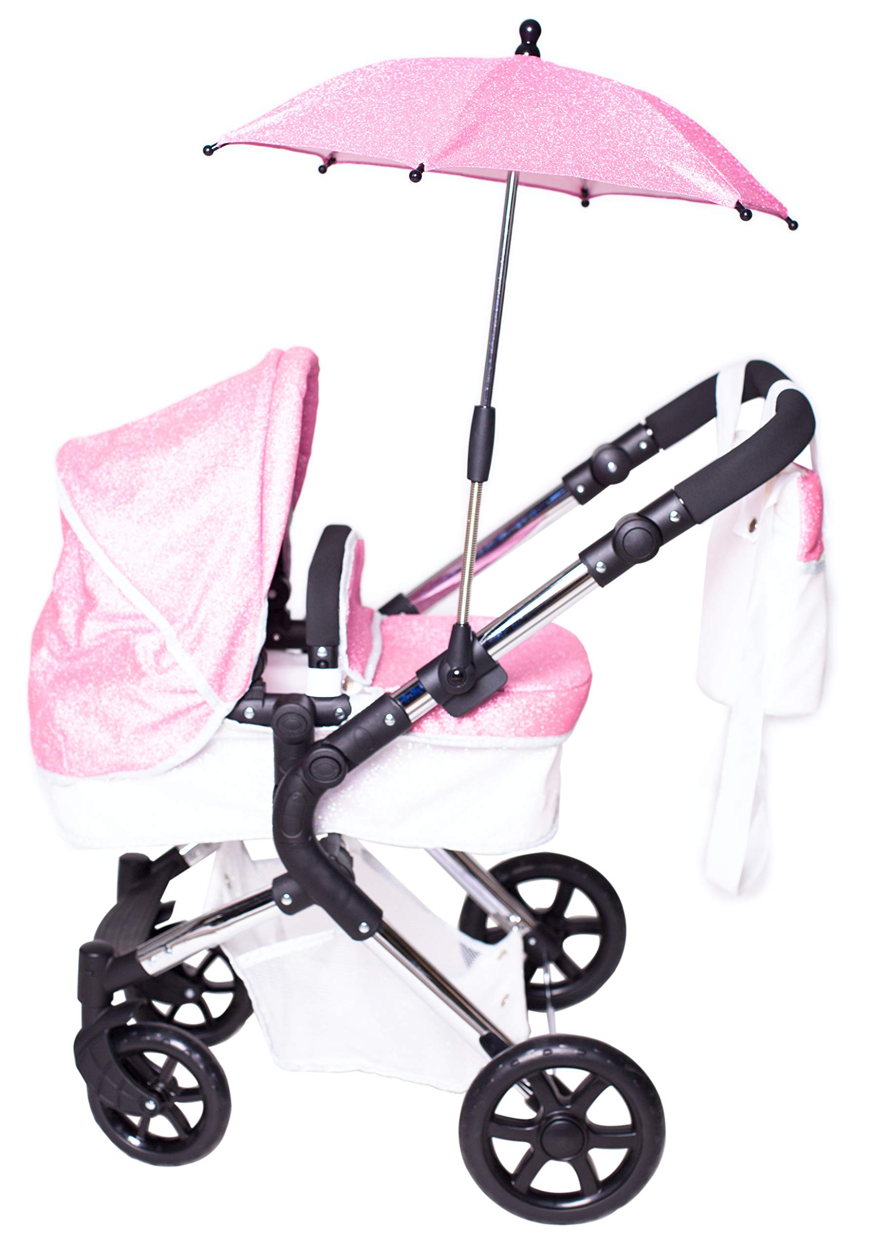 Roma Dolls Pram Parasol, Universal Pram Compatibility, Adjustable Clamp, Stylish & Durable Dolls Umbrella - Image 2