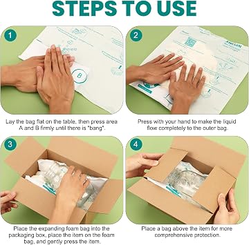8 Pack 16x14 Expanding Packing Foam, Expanding Foam for PC/Electronic Components/Equipment/Fragile Items, Rapid Expansion, Stable & Secure, Easy to Use - Essential for Moving