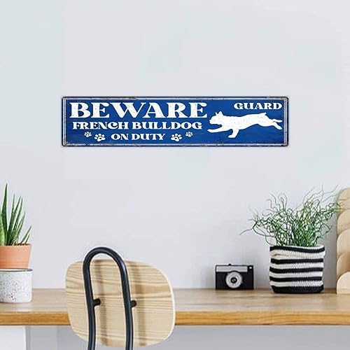 Homsuita Beware Guard Dogs on Duty Wood Pallet Wall Plaque Sign Farmhouse Table Wall Decorative Wooden Signs Retro Dog Warning Oil Painting Wood