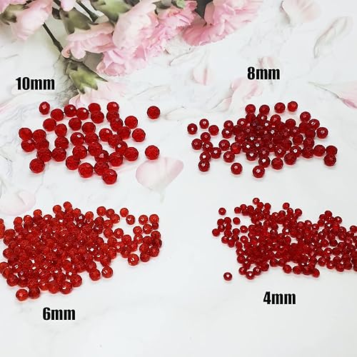 Miniatura 5 de Briolette de 0.157 in, 1350 cuentas de cristal rojo con forma de Rondelle, cuentas espaciadoras de cristal para pulsera, collar, decoración de