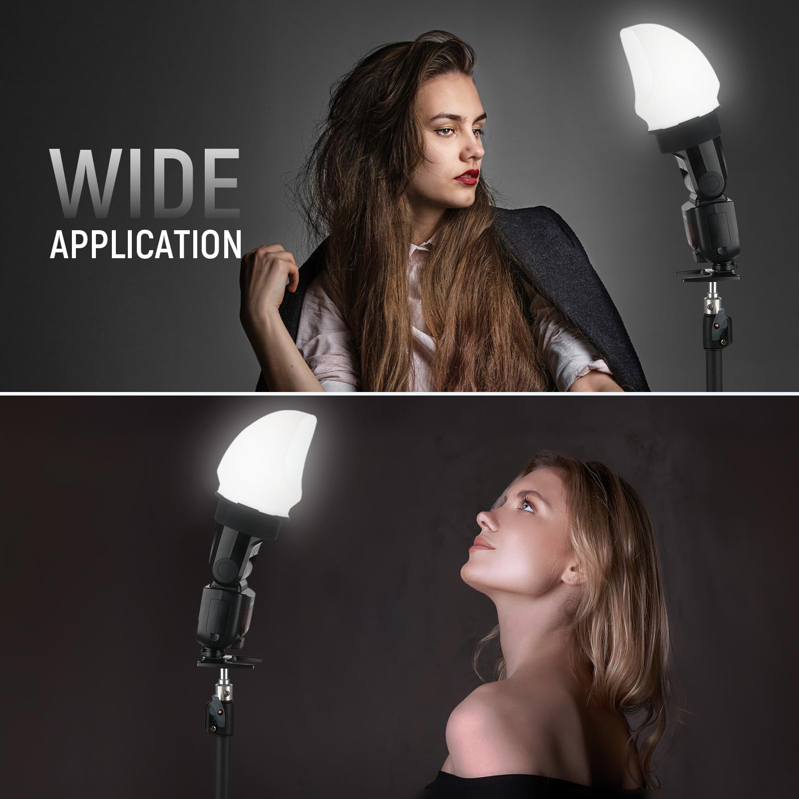 NEEWER Silikonowy reflektor świetlny z dwoma magnetycznymi pierścieniami adapterowymi, modyfikujący światło do NEEWER NW620 NW700 NW760 Z880 Z760 Głowica kwadratowa i Z1 Z2 okrągła głowica Speedlite