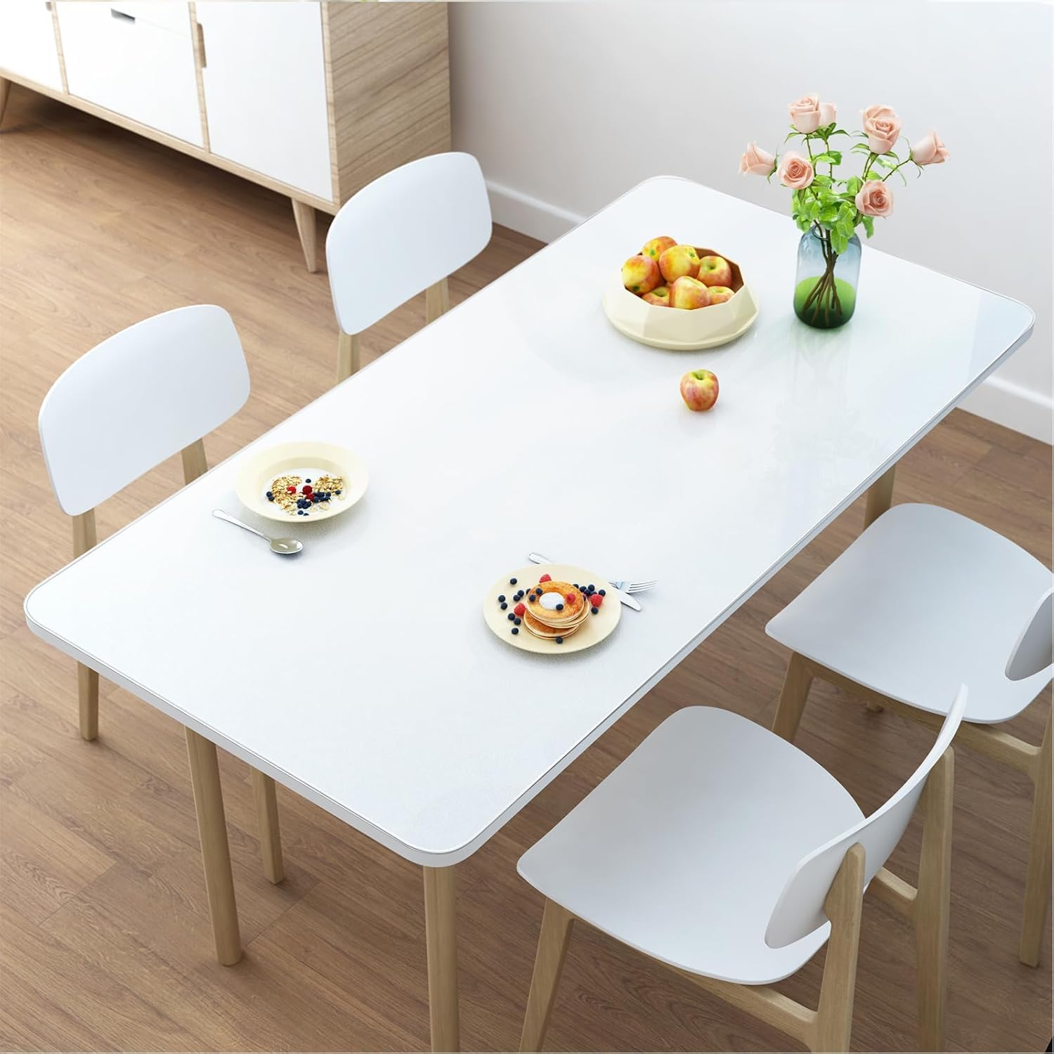 Sous-main transparent en PVC de 2 mm pour tables en verre et salle à manger, meubles, plans de travail et toutes les surfaces, grande taille 140 x 360 cm, solution de couverture