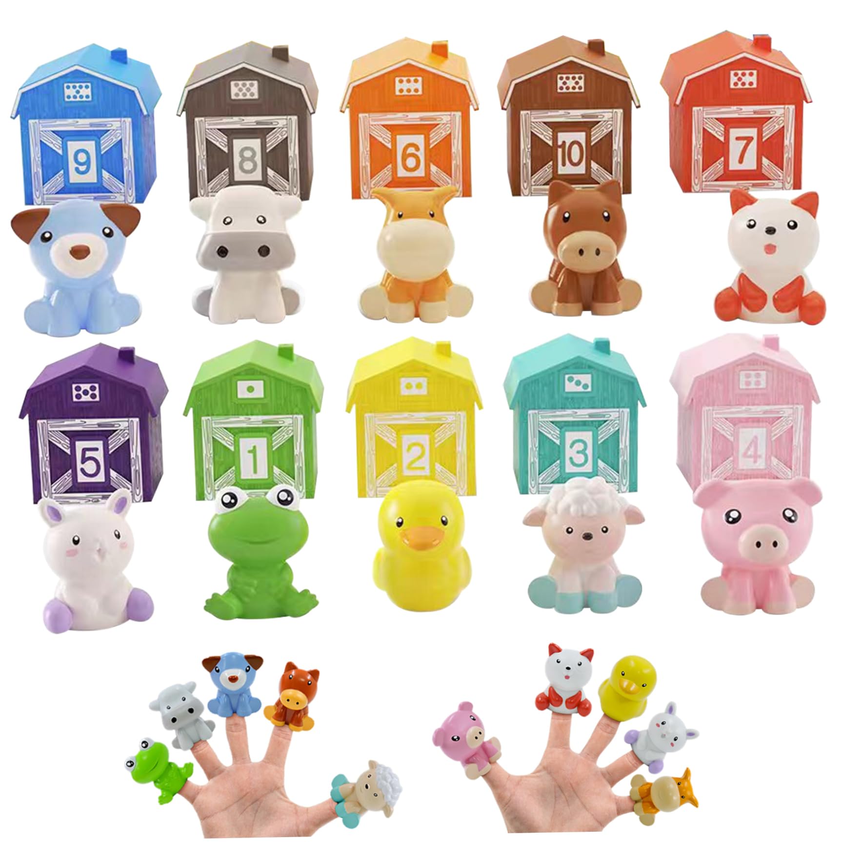 Juguetes de Animales de Granja para bebés, 20 Unidades/Juego, Dibujos Animados numerados, Vibrantes, Juguetes de Aprendizaje para niños pequeños, Lindo Desarrollo, cumpleaños de Granja para Padre.