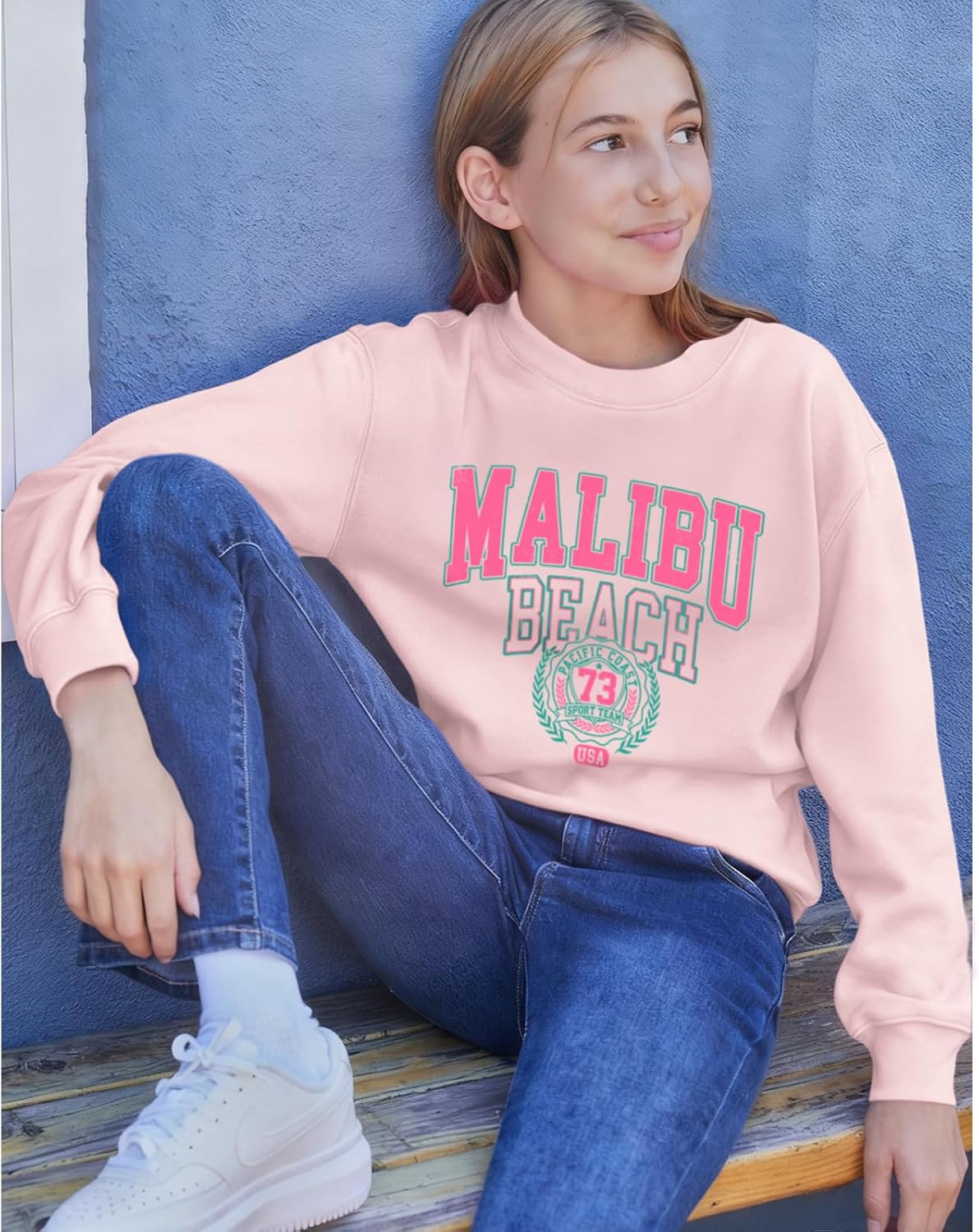 Cute Preppy Letter Graphic Sweatshirts for Teen Girls Oversized Aesthetic Hoodies Crewneck Long Sleeve Pullover Tops - Image 4