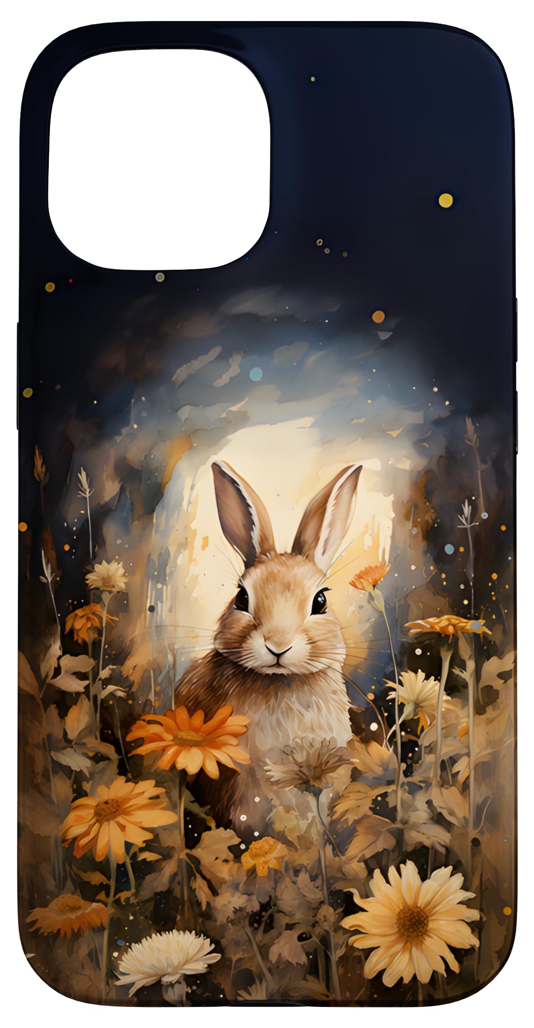 Rabbit in a Field of Flowers Vintage Style Bunny Rabbit Art Case for iPhone 15