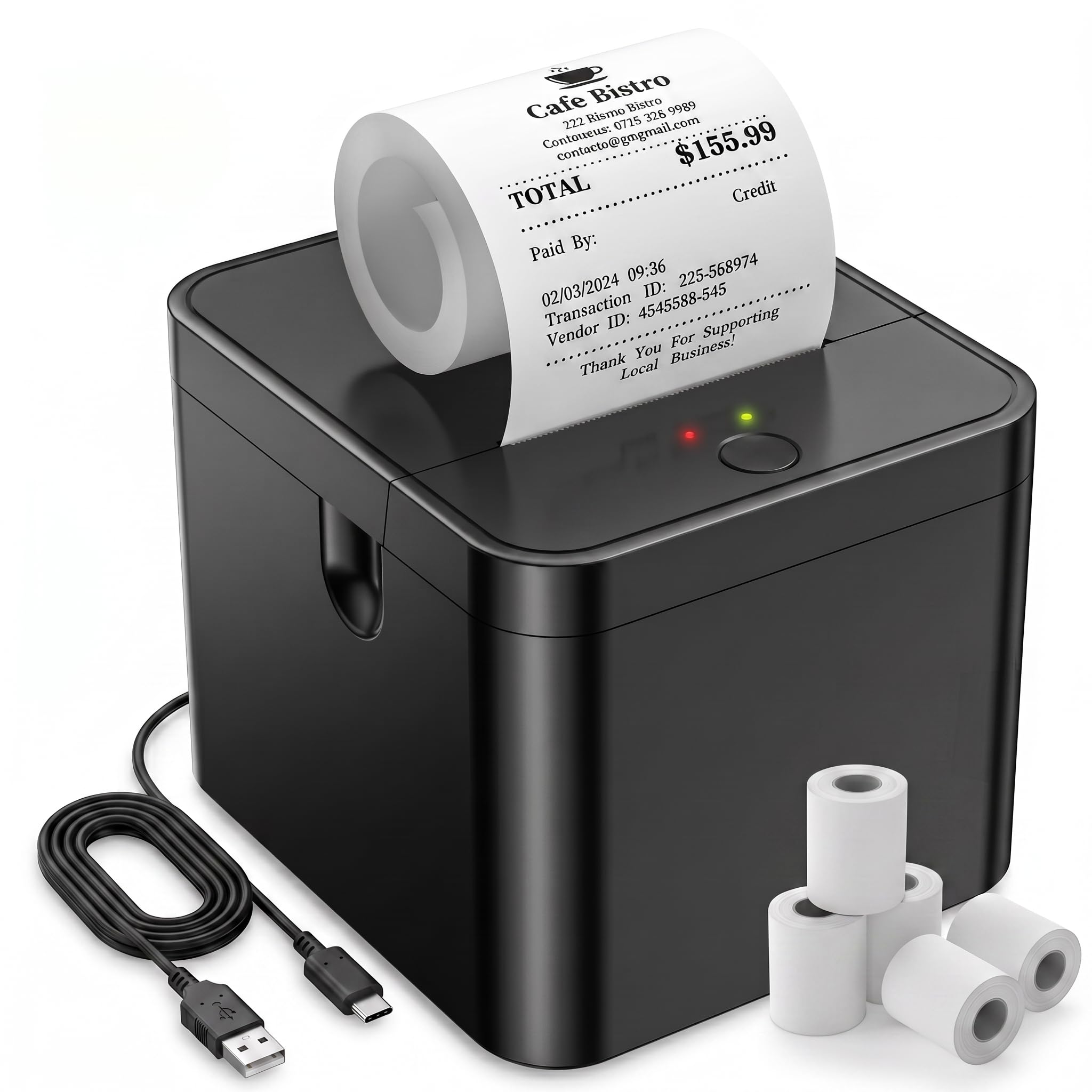 58mm Mobiler Drucker, Dual-Mode (BT/USB) Thermodrucker, Kompakter Beleg- und Labeldrucker für Lieferservice, Lager und Mobile Arbeitsplätze