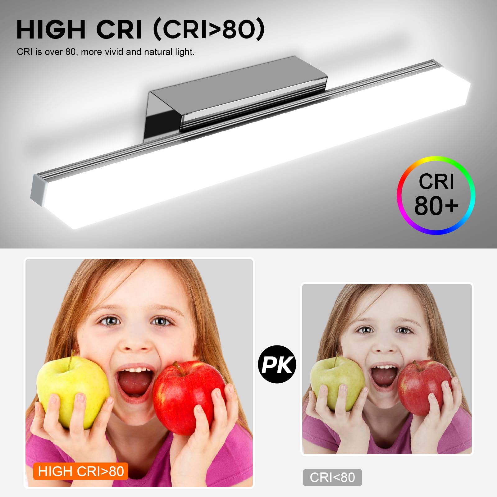 Kingwen Lámpara LED de Espejo 8W 40cm Lámpara de Baño, Blanco Frio 6500K Lámpara LED de Pared IP44 230V Luz de Espejo de Baño de