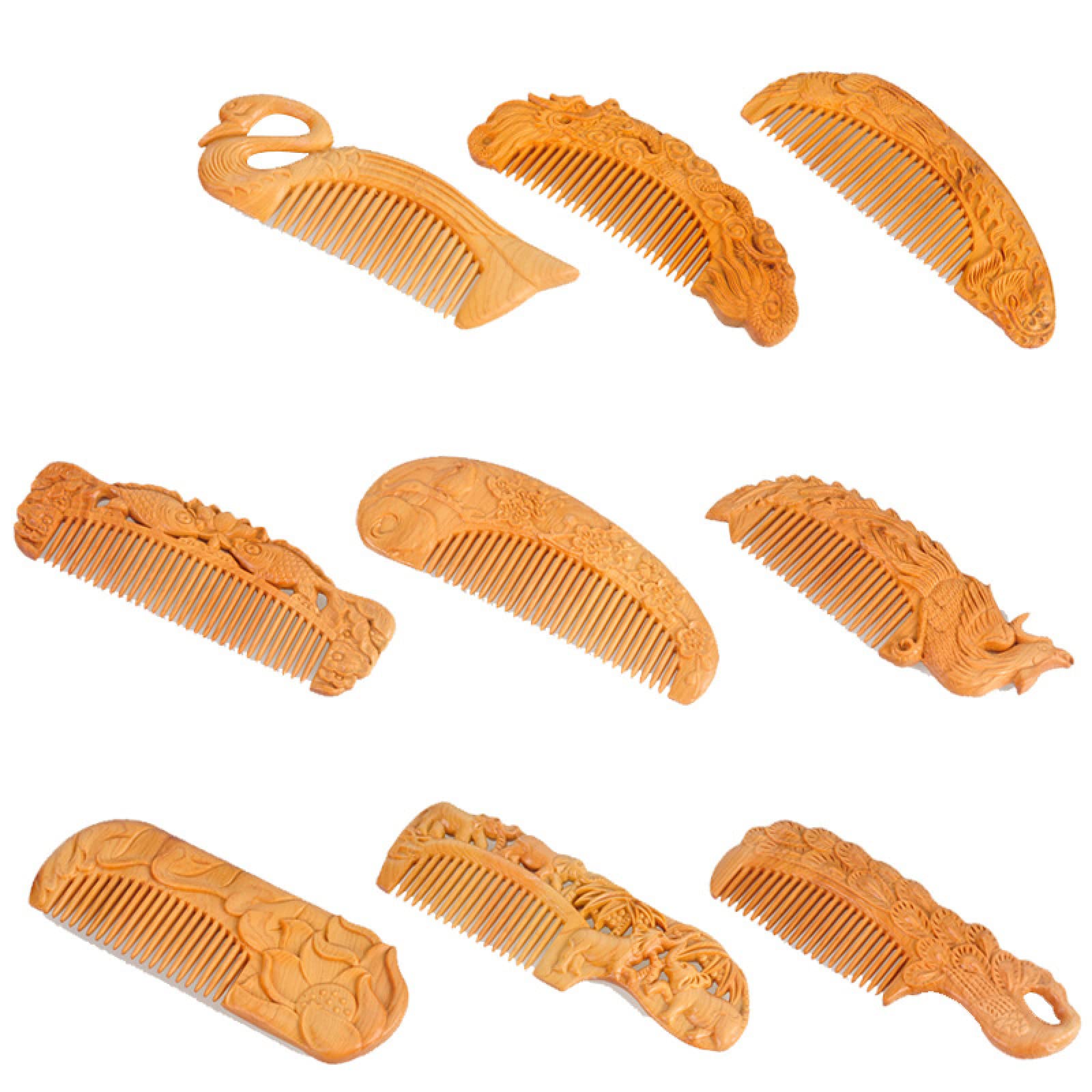 Pettine in Legno Naturale Incisione Portatile Phoenix Massaggio Fatto a Mano Pettini per Capelli Regali per Le Donne Spazzola per Capelli da Viaggio Pettine in Legno, 4