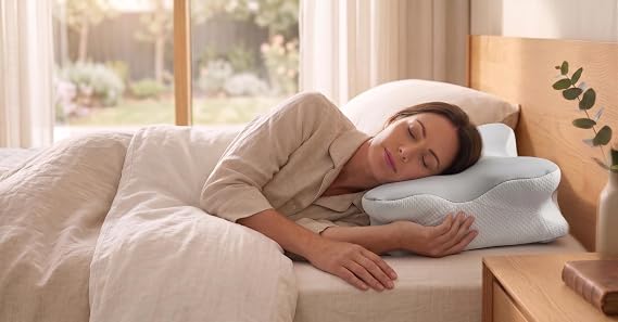 Lunari Butterfly Cervical Pillow, Memory Foam Neck Support, Gray