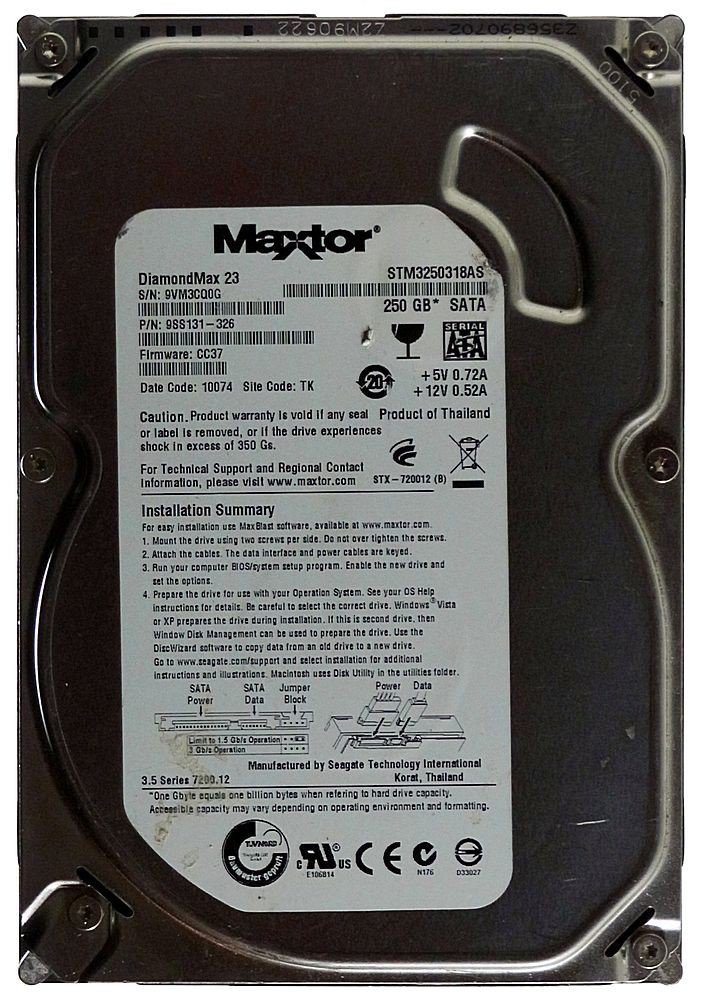 Disque Dur Maxtor STM3250318AS 250Go 3.5" - Pour Pièces (HS) - Bon état Visuel