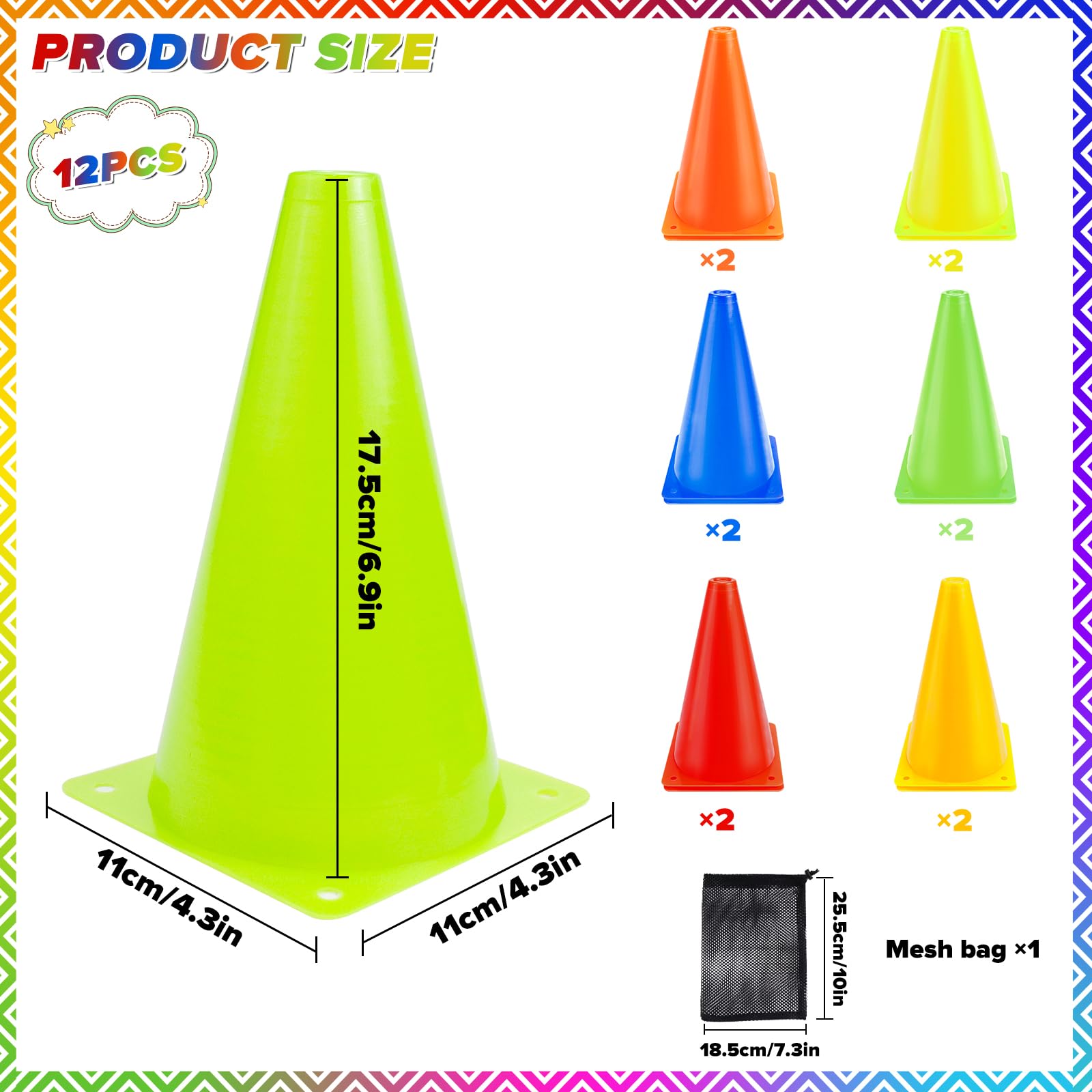 VIVIIHOO Pylonen kinderset, hoedjes, voetbal, training, markeringskegel, 19 cm, groot voor sport, paardrijsport en hondentraining, multifunctionele kegel, robuuste pylones in rood