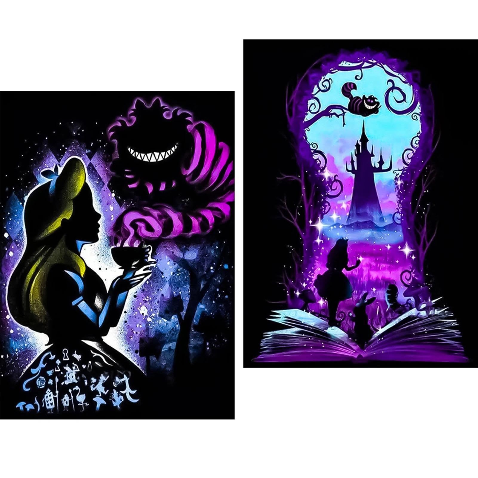 YALKIN 2 Packs 5D Diamond Art Kits for Kids, 5D Cartoon Diamond Painting Kits with Round Drills Full Drill Gem Painting Set for Home Wall and Gifts Christmas 12x16inch (30x40CM)