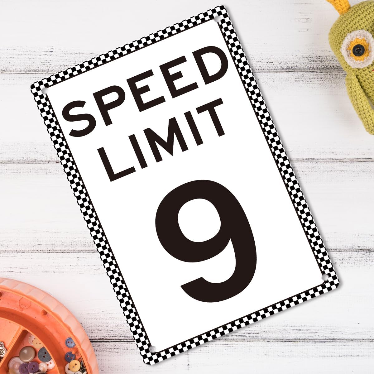 Race Car Birthday Decor, Speed Limit 9 Sign,Race Car Birthday Party Decorations, 8x12 Inches Tin Signs, Let's Go Racing Party Supplies for Boy Race Fans image 4