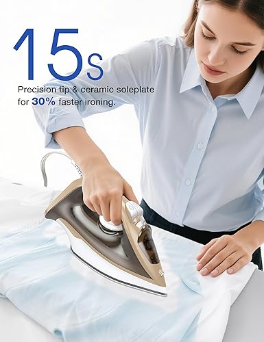 Miniatura 2 de Sundu Plancha pequeña para ropa con vapor, plancha de viaje, portátil, antiadherente, para acolchar y coser, 300 agujeros de microvapor, tanque de