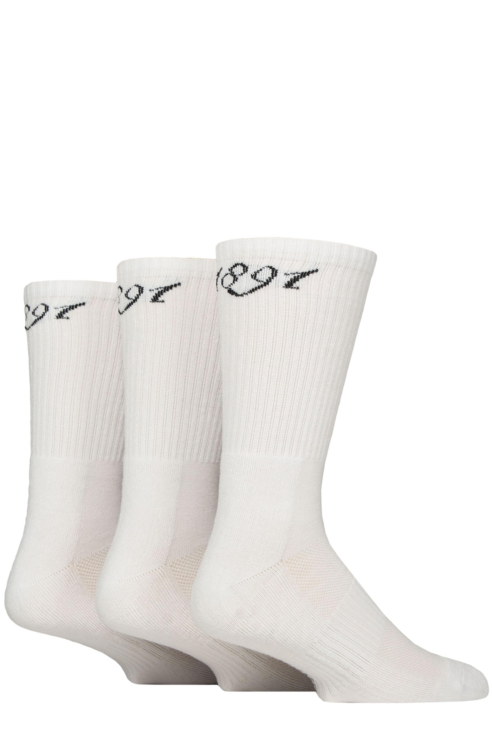 Glenmuir Men's Bamboo Sports Socks - Soft, Breathable and Cooling, Half Cushioned, Arch Supports, Ribbed, Sports, Gym, Exercise, Running, Plain, Stripes, 3 Pair Multipack Size 7-11 White 1891