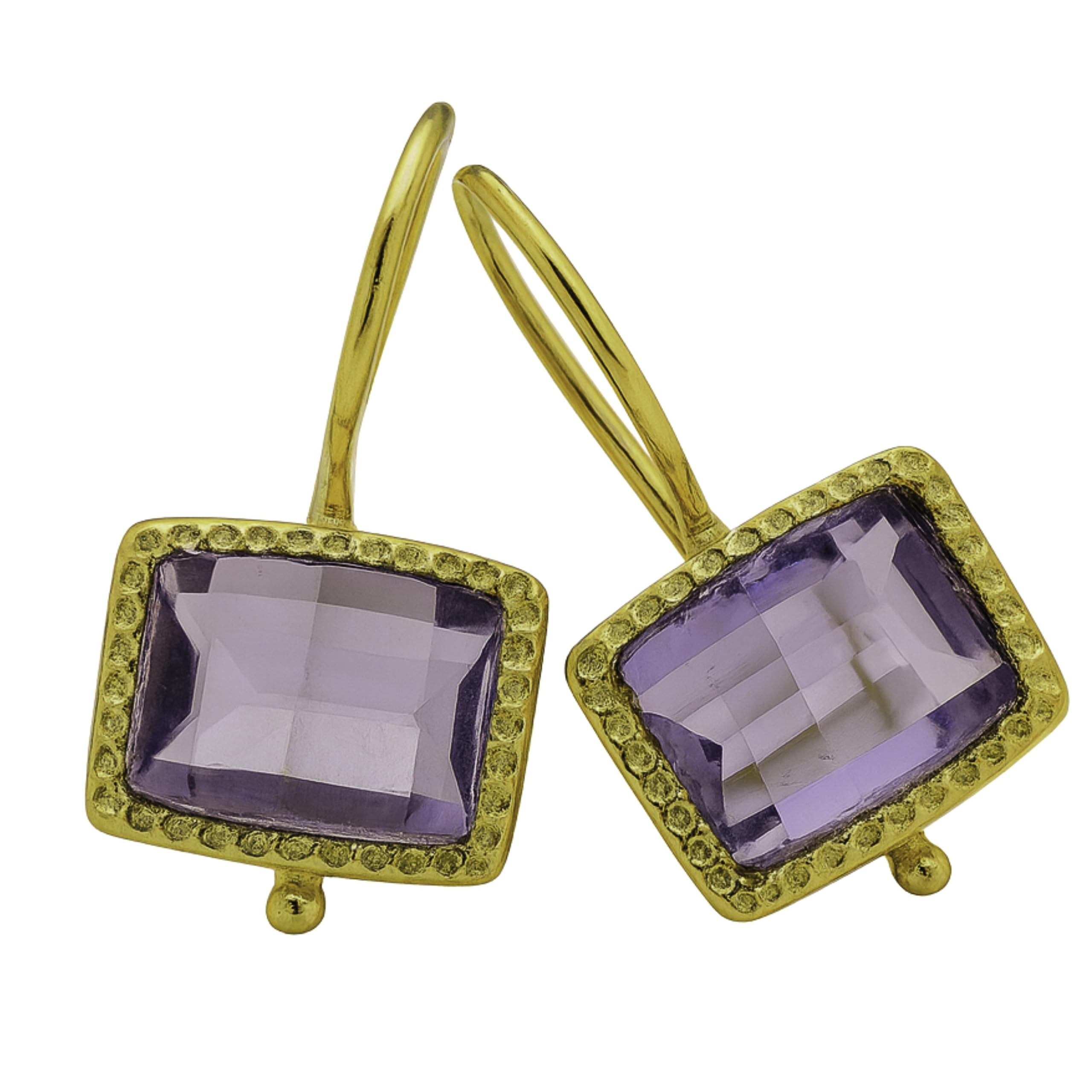 Amethyst Vergoldet 925 Silber Ohrringe | Natürlicher Edelstein - Geburtstagsgeschenk - Handgefertigte Geschenkideen für Frauen (Amethyst)