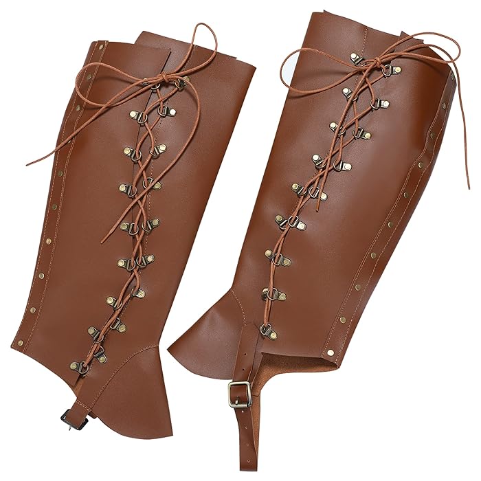 Buy Medieval Leather Armor Leg Guards Viking Gaiters Shin Greaves