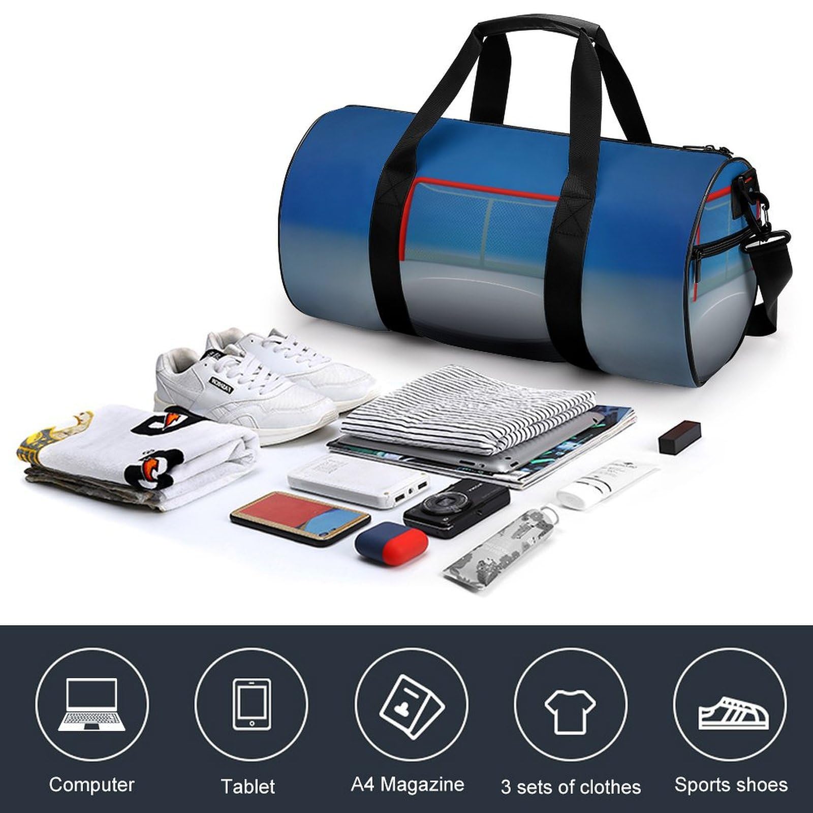 Hockey sur Glace Sac De Sport Gym Sac De Voyage Sac Week-End Duffel Bag pour Camping Randonnée Voyage 45x23x23cm