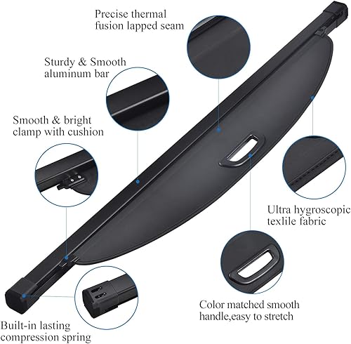Miniatura 2 de VeCarTech Cubierta de seguridad para carga Compatible con Kia Telluride 2025 2024 2023 2022 2021 2020, pantalla de privacidad negra, retráctil, para