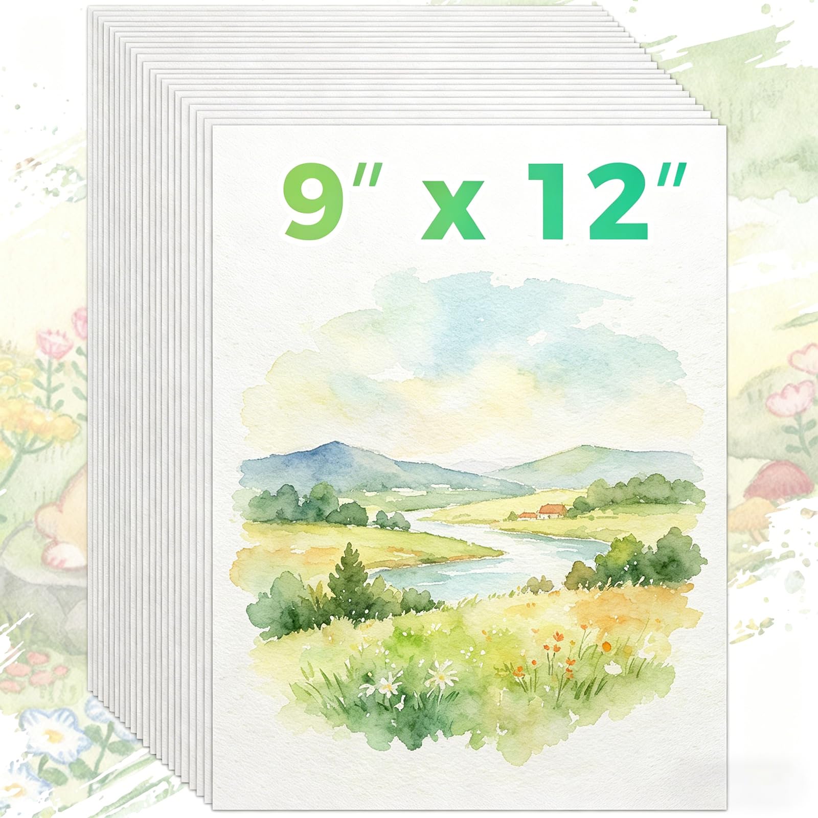 Watercolor Paper 9"x12", Cold Press Water Color Paper, Loose Drawing Paper