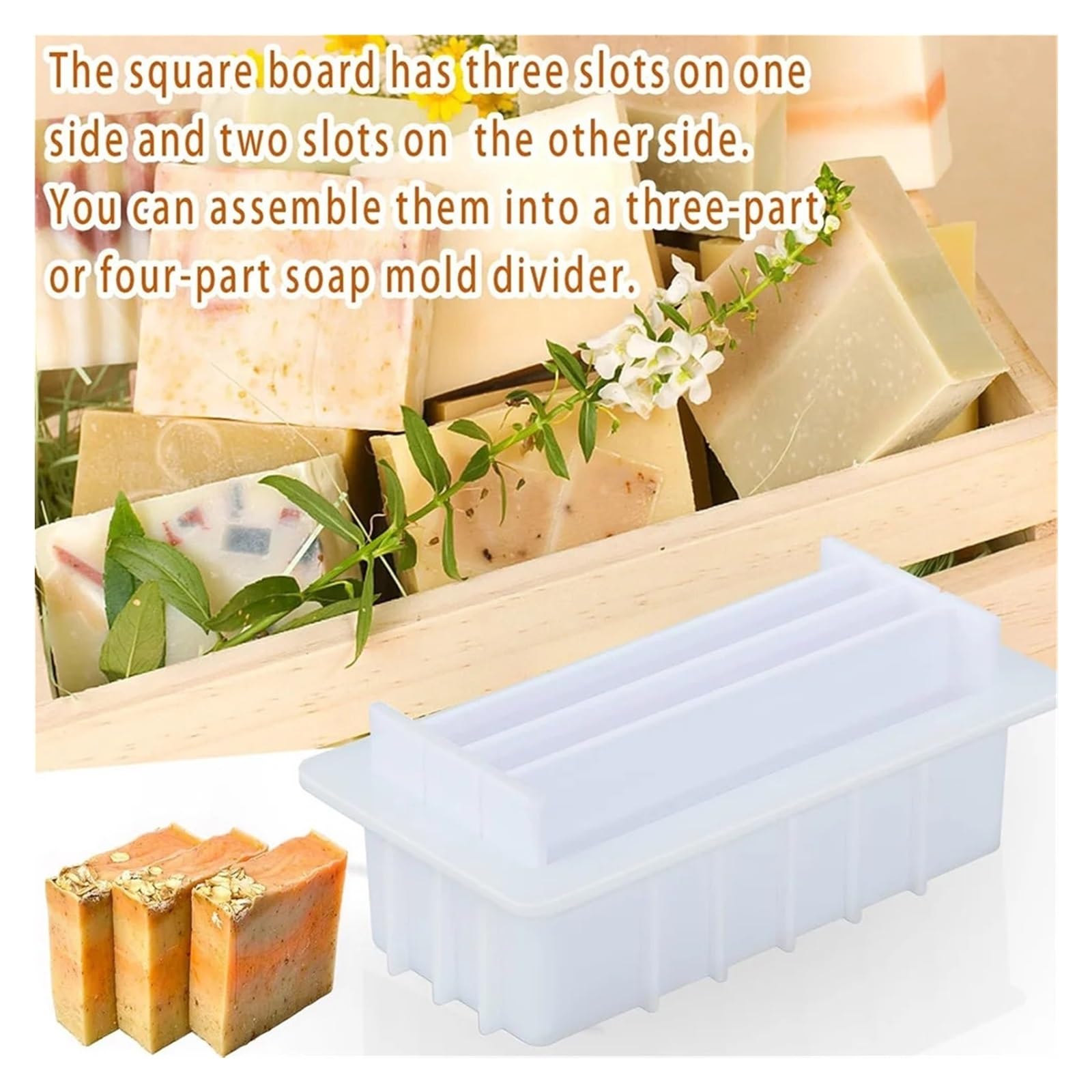 Moule Bougie Moule à savon en Silicone avec 5 séparateurs acrylique, tapis nid d'abeille, rose et abeille, outil artisanal résine fait la main