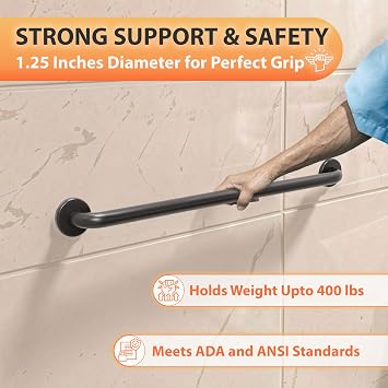 Grab Bar for Bathtub Shower - Stairs Bed Toilet Bathroom / Stand Assist & Safety Handrail / 304 Stainless Steel / Smooth / Oil Rubbed Bronze / 32