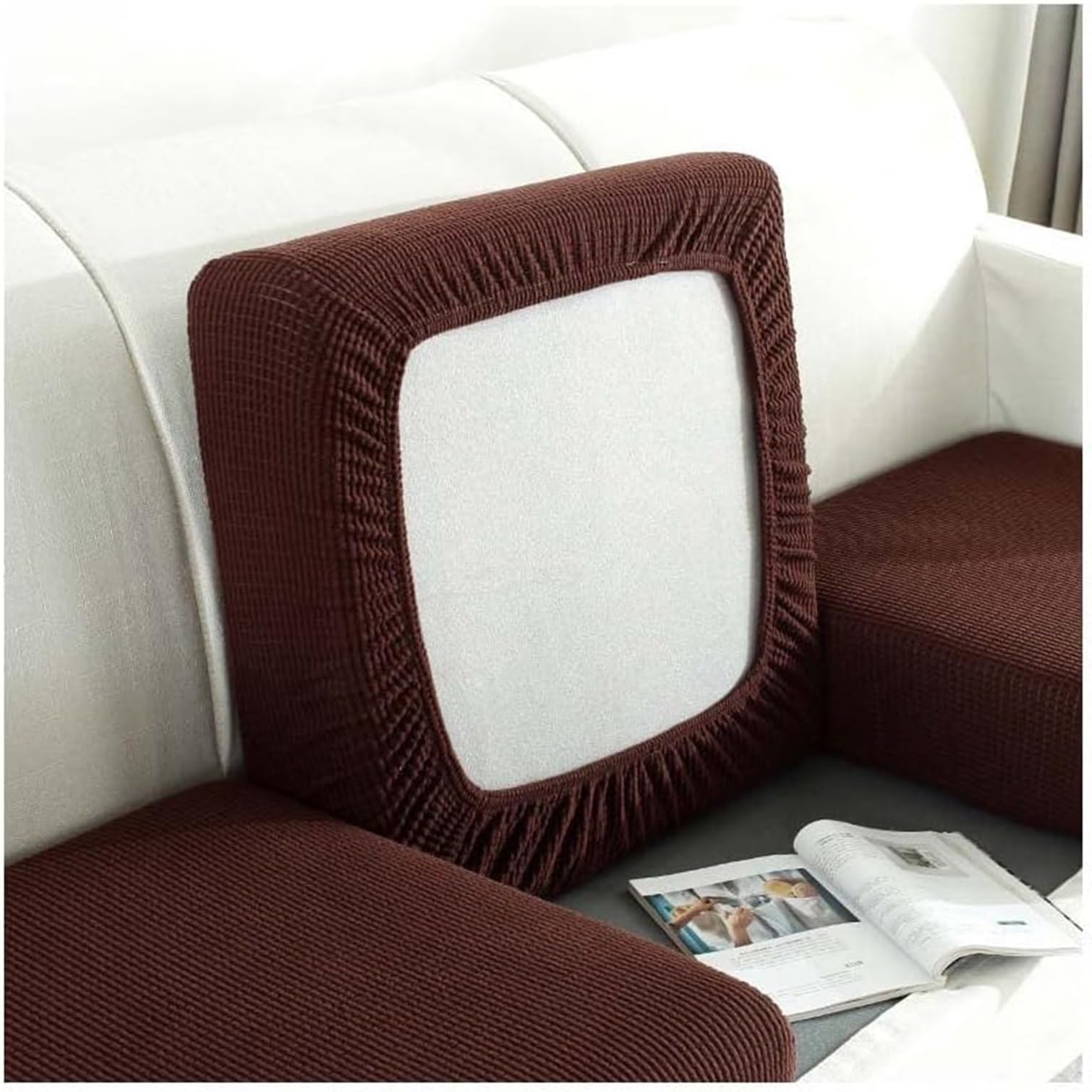 Elover Sofa Seat Cushion Cover-Highly Elastic Seat Cover，Living Room Sofa Seat Cover Furniture Cover Non-Slip and Soft, with Elastic Bottom — view 21