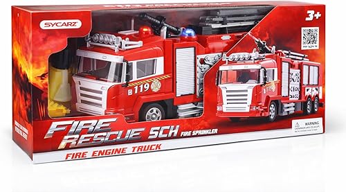 Miniatura 7 de Liberty Imports Camión de bomberos de rescate a control de radio RC Camión de bomberos eléctrico R/C con luces, sonido, bomba de cañón de agua de