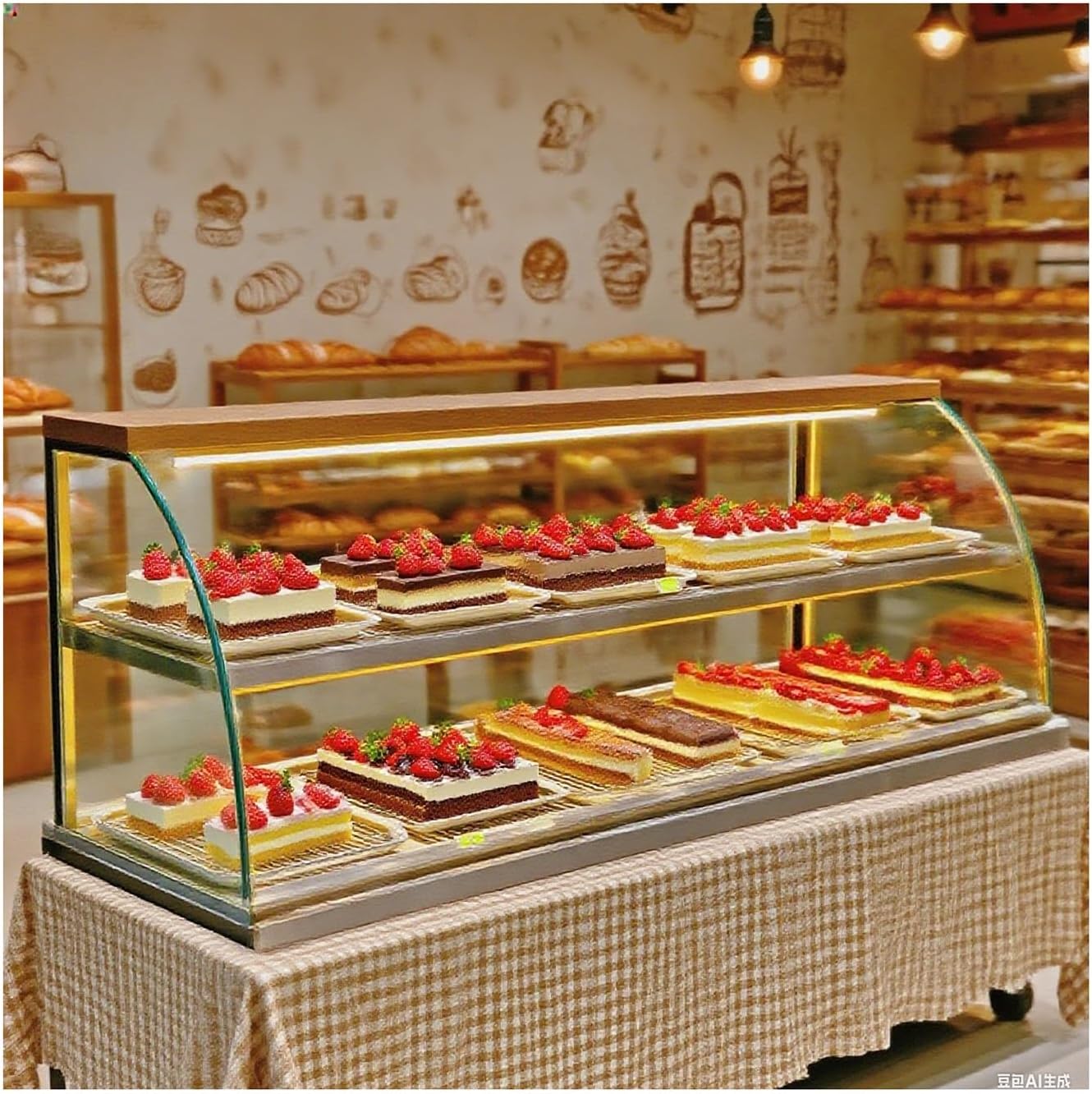 Pastry Display Case, Clear Bar Buffet Dessert Pastry Display, Bread Freshs Table Cabinet for Kitchen Countertop for Dessert Shop(140X53X50CM)