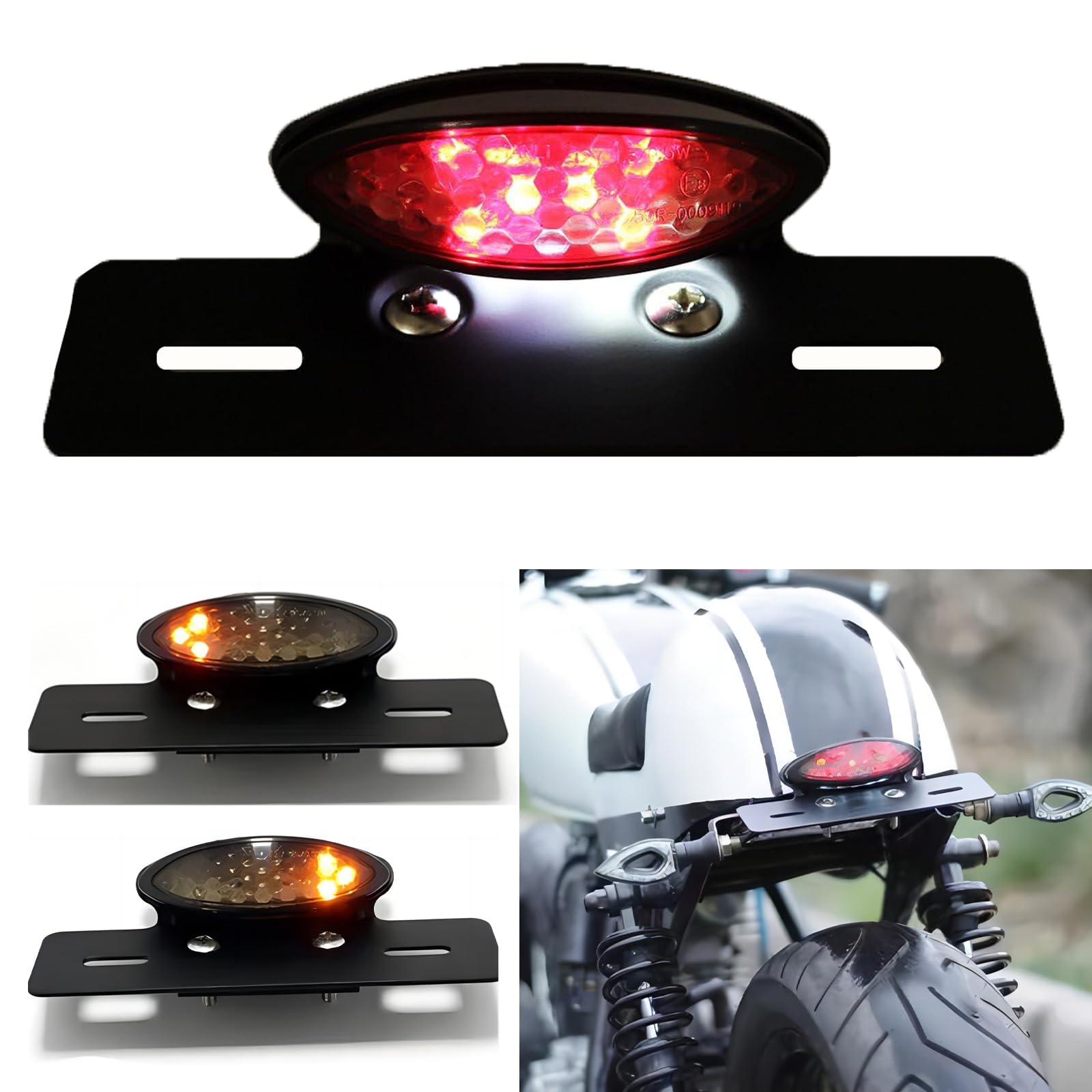 14 LED Luci posteriori per moto Stop Luce targa LED Fanale posteriore integrato Luce freno Indicatore di direzione per bici da strada, scooter, cruiser, chopper Dirt Bike ATV fuoristrada