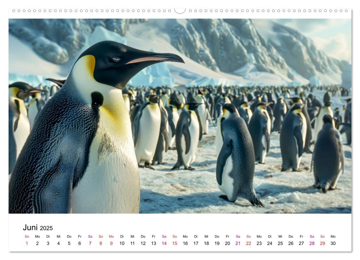 Maritim pur - Pinguine (hochwertiger Premium Wandkalender 2025 DIN A2 quer), Kunstdruck in Hochglanz: Im Wasser elegant und geschickt –an Land ungelenk (CALVENDO Tiere)