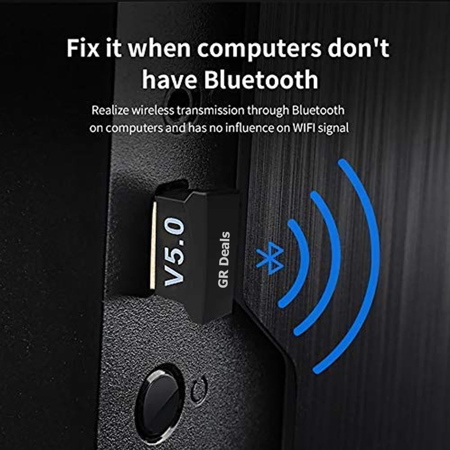 GR Deals USB Bluetooth Adapter for PC, 5.0 Bluetooth Dongle Receiver Supports Windows 11/10/8.1/7 for Desktop, Laptop, Mouse, Keyboard, Printers, Headsets, Speakers, Gaming Controllers. (Black) 4