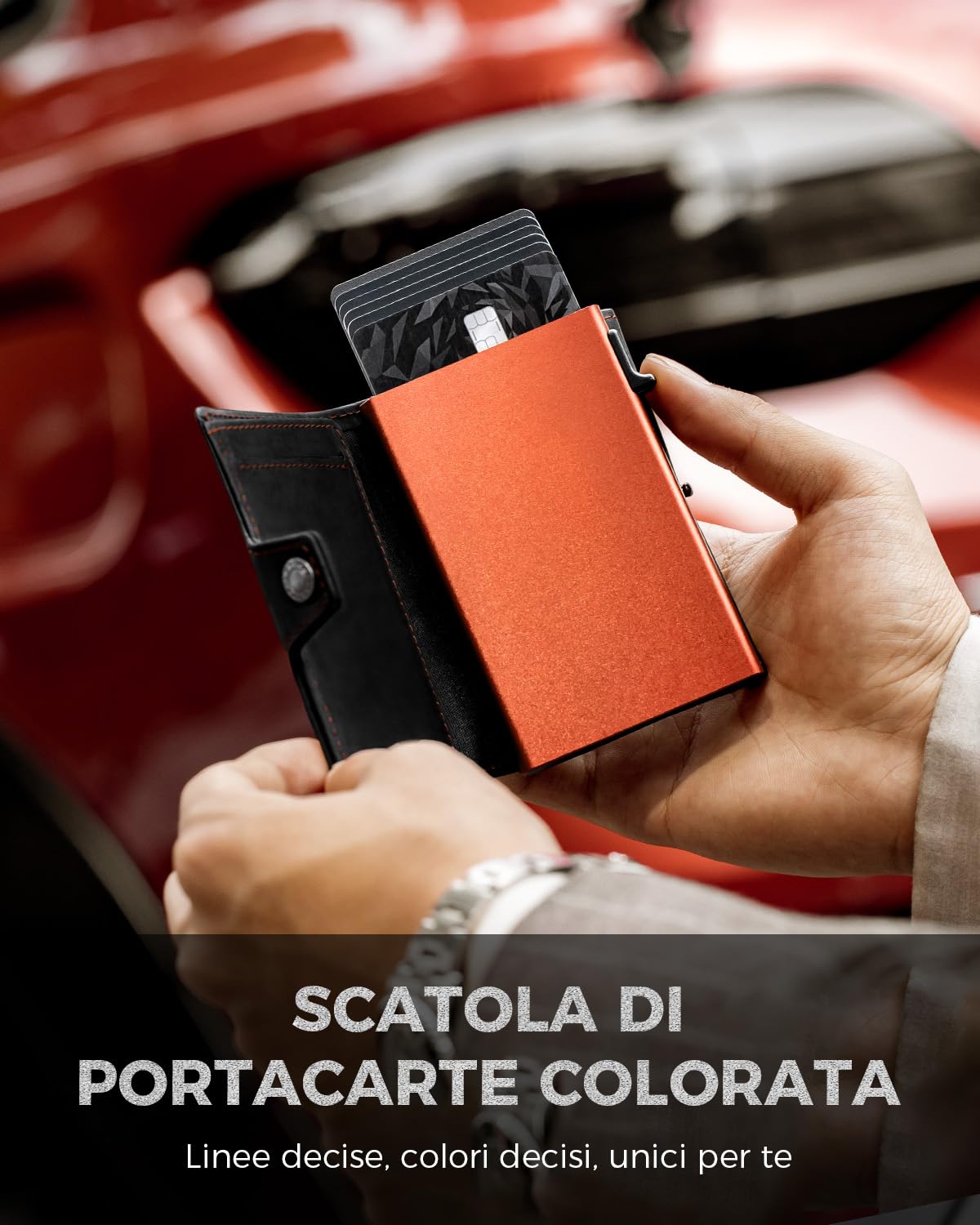 LORZOR Portafoglio Uomo Pelle, Porta Carte di Credito con Protezione RFID & Portamonete, Porta Tessere Tascabile, Portacarte Uomo Pop-up Contenere 10 Carte,con Scomparto per Contanti