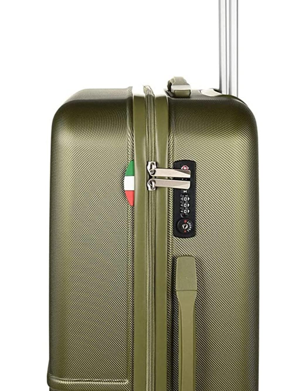 Aeronautica Militare Trolley rigido 4 ruote piroettanti organizzato con doppio scomparto, ferma abiti e divisorio a rete con zip, maniglia laterale e superiore. Chiusura TSA con combinazione. 77 x 51