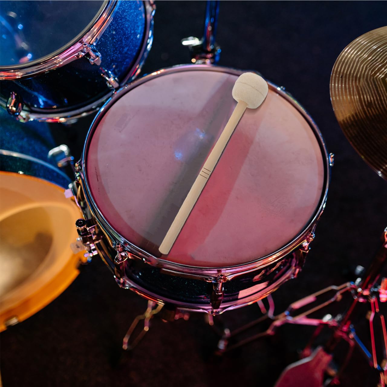 SUPVOX Maillets À Percussion En Feutre Avec Manche En Érable 36 Cm Accessoire De Batterie Polyvalent Pour Tambours Son Doux Prise Ergonomique