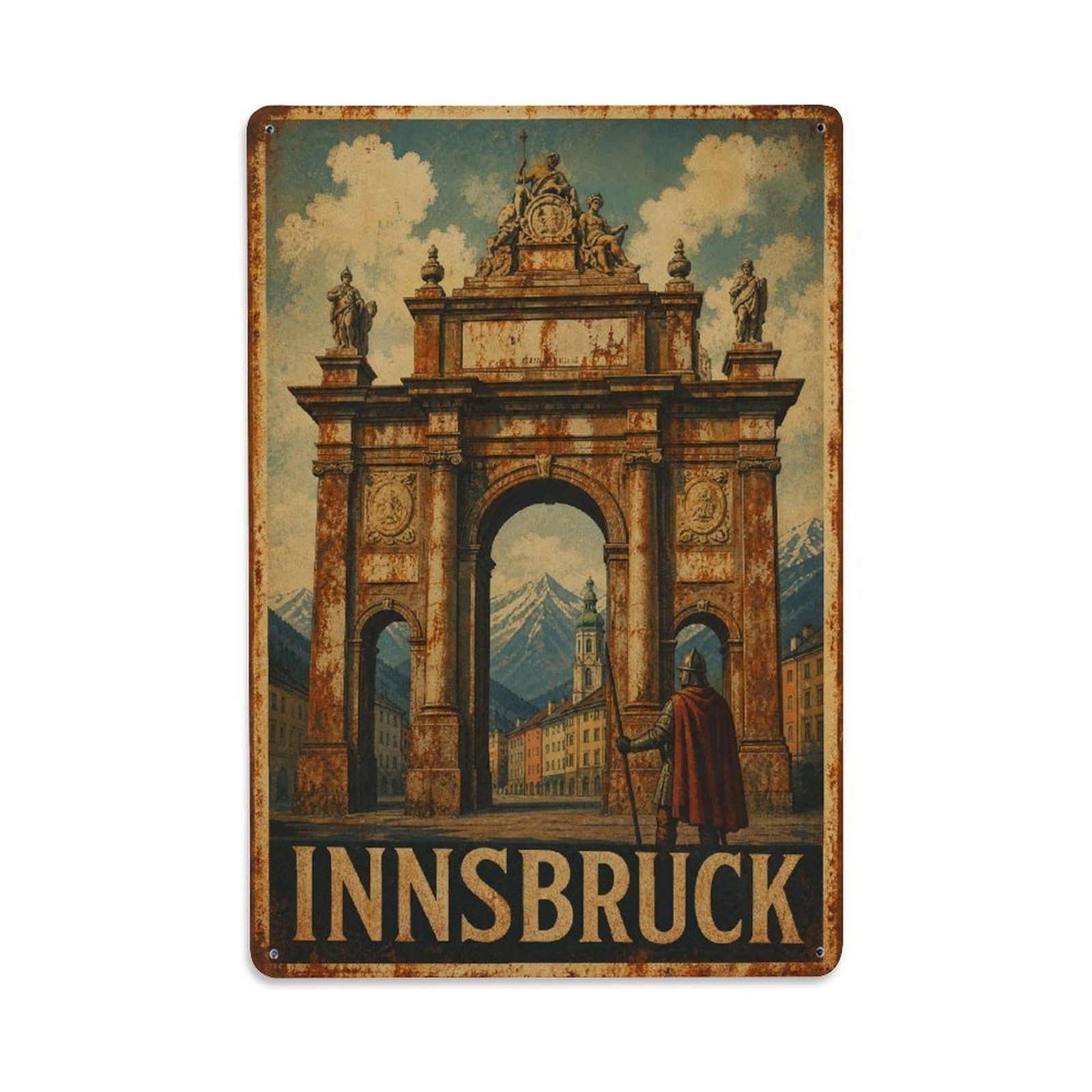Huiyhb 8X12inch(20X30cm) Vintage Travel Innsbruck Victory Monument Austria Metal Tin Sign