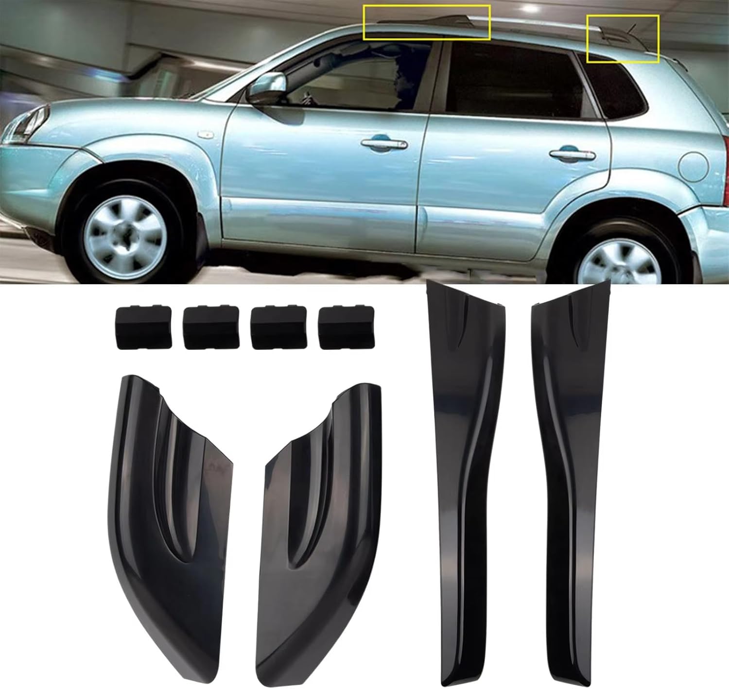 Roof Rail Rack End Cap Shell for Hyundai for Tucson 2004 2005 2006 2007 2008 Roof Rack End Cover Car Protection Accessories for Parts