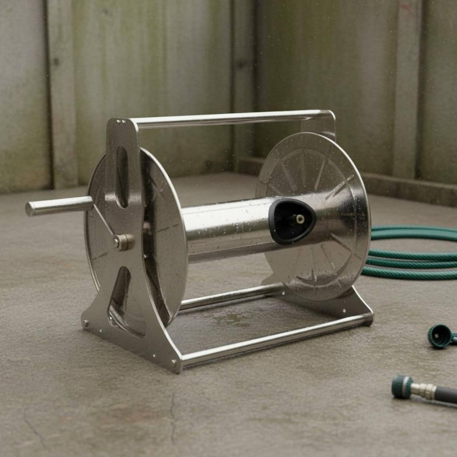 Avvolgitubo in Acciaio Inox Avvolgitubo su Carrello Portatubo da Giardino Supporto Tubo Carrello Mobile per Irrigazione Struttura Resistente per