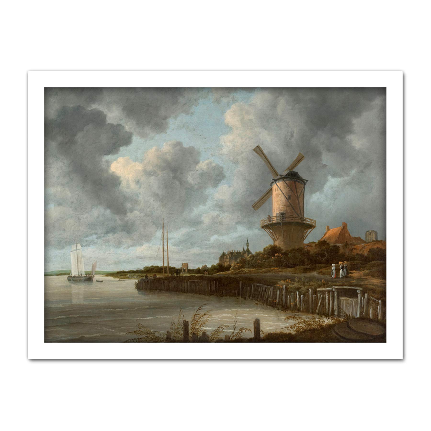 Artery8 Van Ruisdael Windmill Wijk Bij Duurstede Painting Artwork Framed Wall Art Print 18X24 Inch
