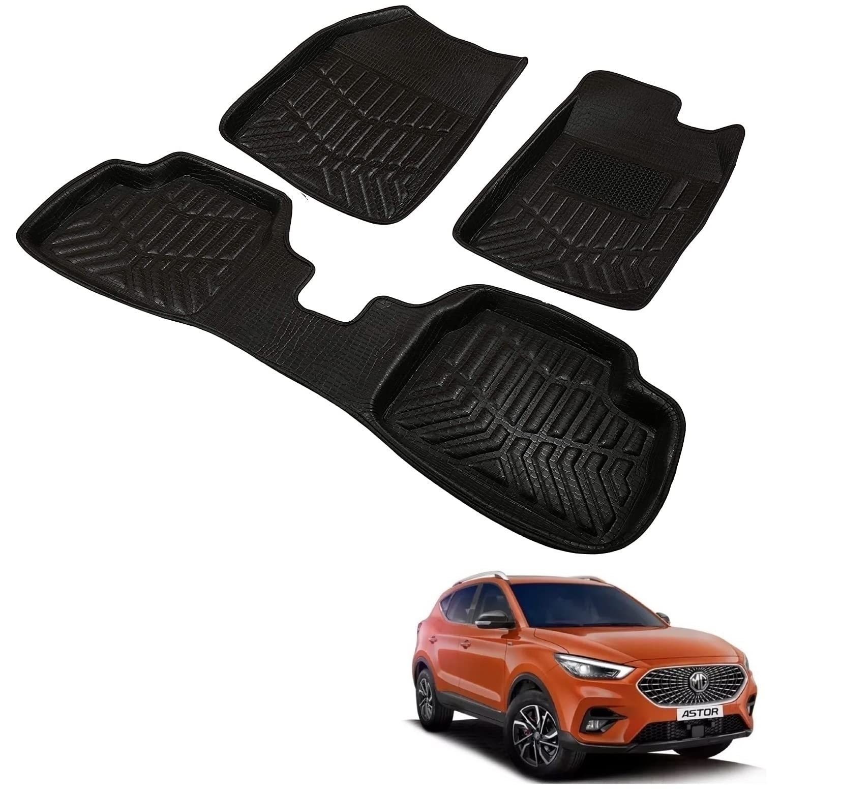 Kozdiko Car 3D Foot mat, Floor Mat Black Color for MG Astor