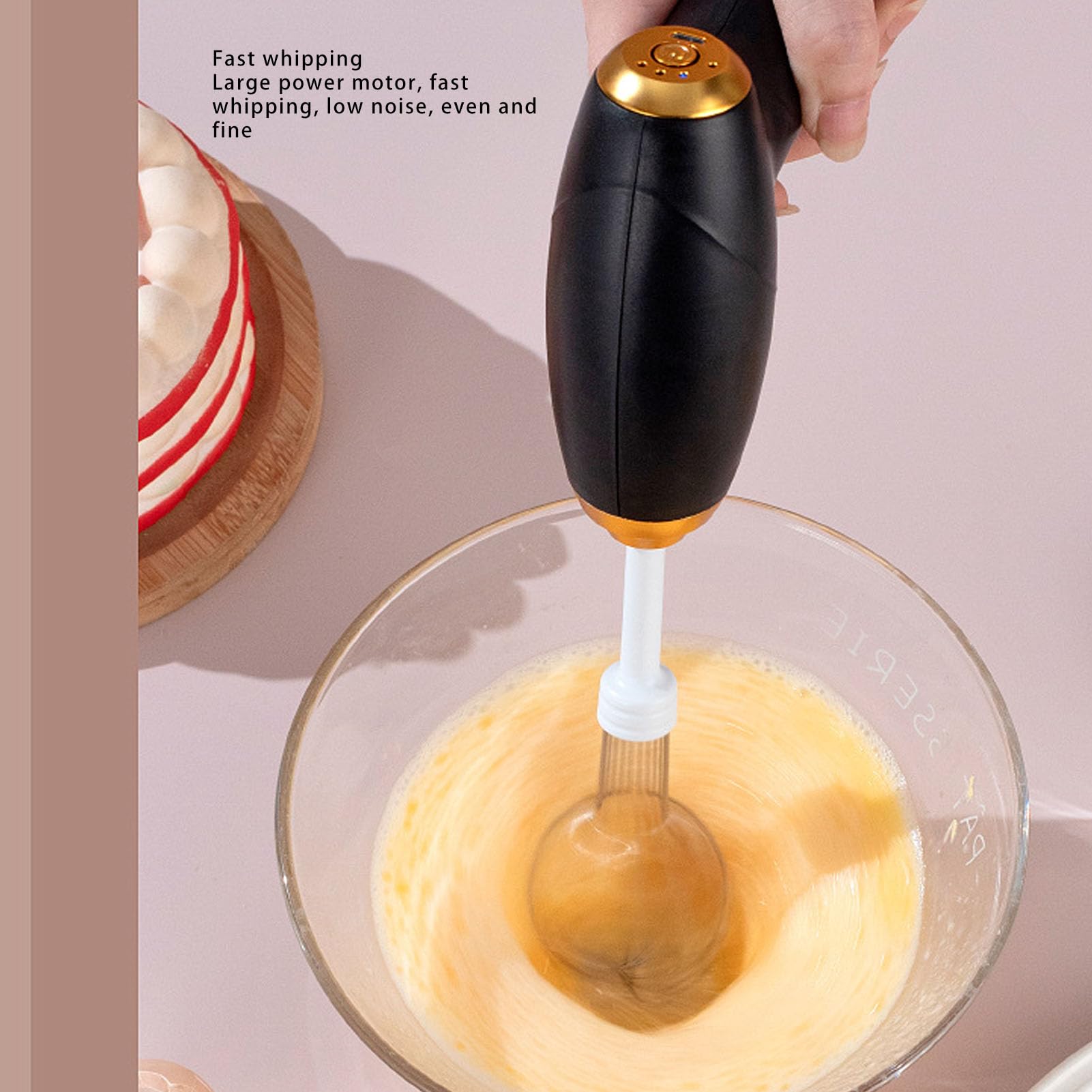 Tragbarer Elektrischer Handmixer – Kabelloser Handmixer, Elektrischer Handmixer, Handgehaltener Elektrischer Schneebesen, Eierschläger Zum Mischen, Backen, Kochen (BLACK)