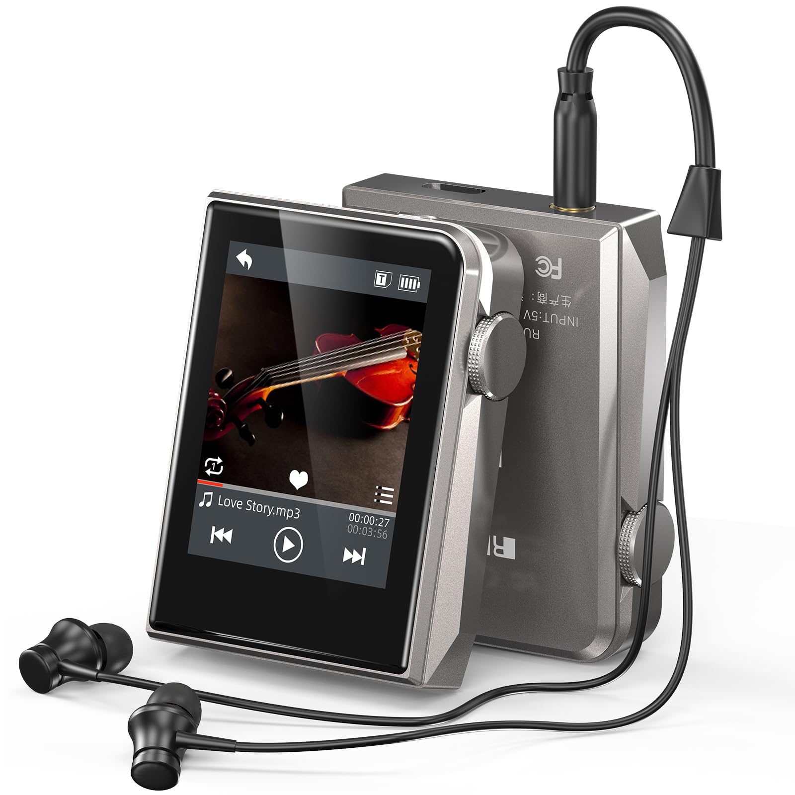 Odtwarzacz MP3 64 GB, HiFi, bezstratny dźwięk, metalowa obudowa, przycisk dotykowy, możliwość rozszerzenia do 128 GB