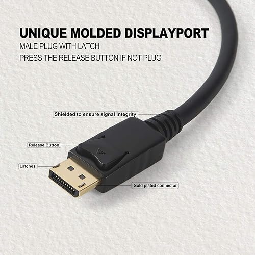 Miniatura 3 de CableCreation Cable DisplayPort a HDMI activo 4K de 6 pies, DP a HDMI DP 1.2 4K x 2K y cable de monitor de audiovideo 3D, compatible con múltiples