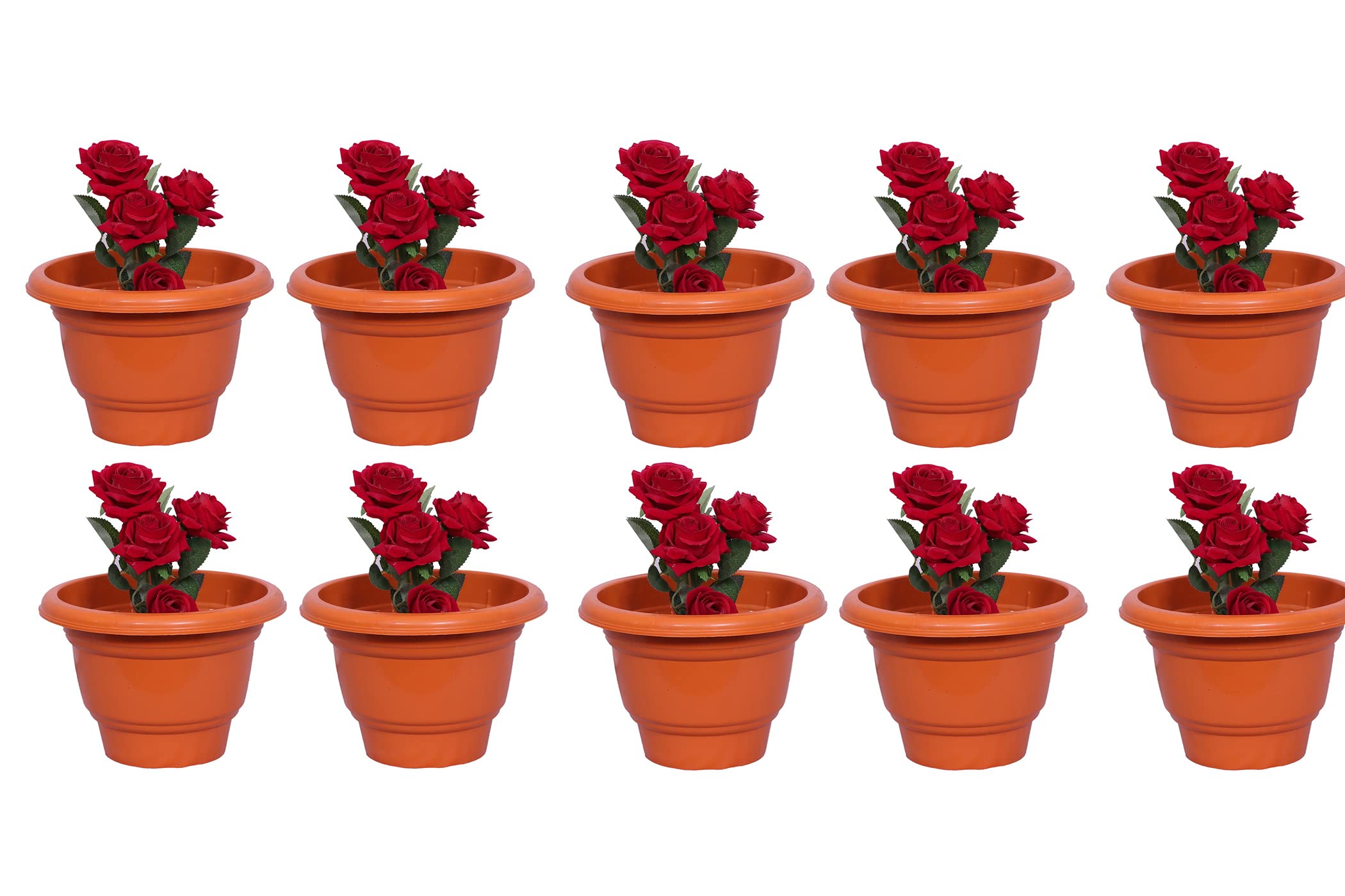JOYMART UV Treated Plastic Round Gardening Flower Pots Planter Plant Container Set 8 Inches (Pack of 10) (B0983XC6R7) Amazon Price History, Amazon Price Tracker